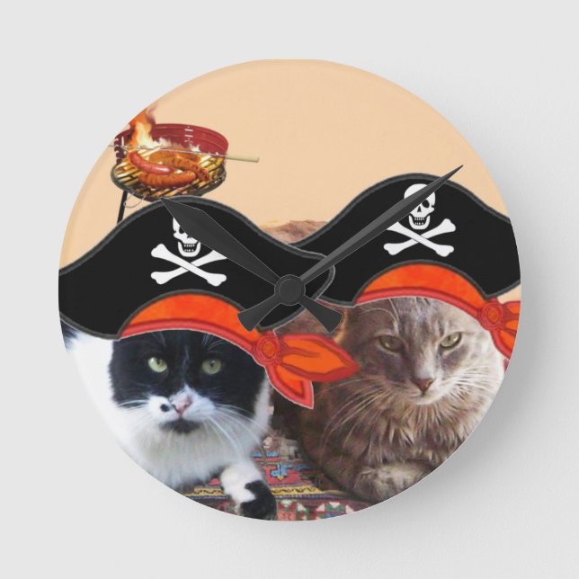PIRAT CATS,Prata som en pirat dag Rund Klocka (Framsida)