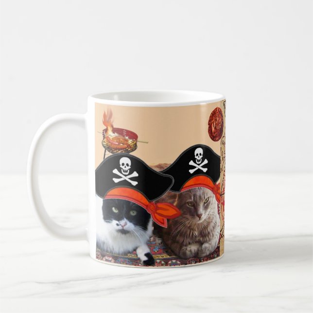 PIRAT CATS,TRÅSKT KARTOR,Prata som en pirat dag Kaffemugg (Vänster)