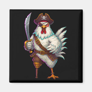 Pirat Chicken Funny Halloween Costume För manar Wo Magnet