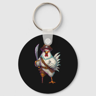 Pirat Chicken Funny Halloween Costume För manar Wo Nyckelring