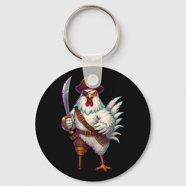 Pirat Chicken Funny Halloween Costume För manar Wo Nyckelring (Framsida)