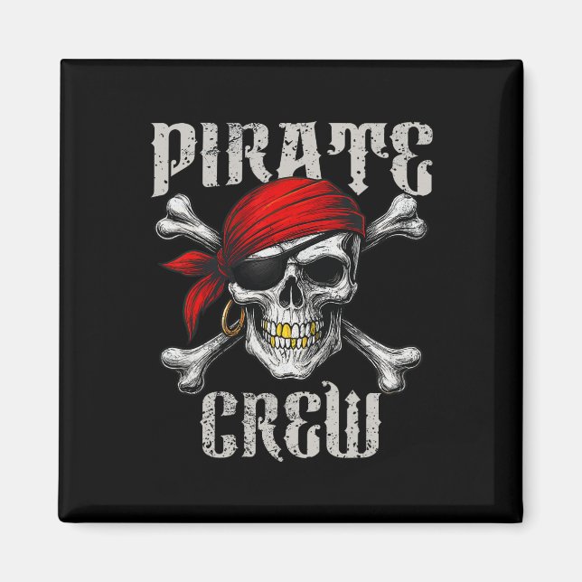 Pirat Crew Jolly Roger Flagga och Skull Crossbone Magnet (Framsidan)