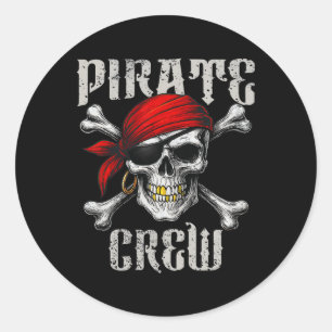 Pirat Crew Jolly Roger Flagga och Skull Crossbone Runt Klistermärke