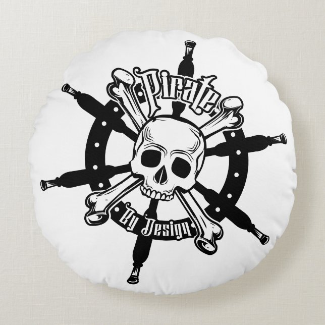 Pirat Cushion Round Rund Kudde (Framsidan)