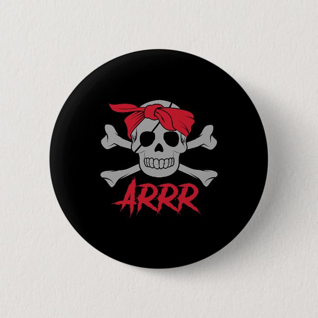 Pirat Dead Skull med Öga Patch Halloween Knapp (Framsida)