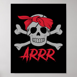 Pirat Dead Skull med Öga Patch Halloween Poster