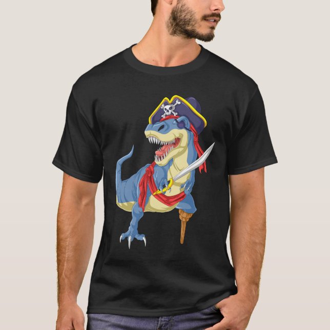 pirat dinosauaur roligt t shirt (Framsida)
