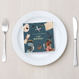 Pirat Dinosaur Party Animals Barns födelsedag Pappersservett