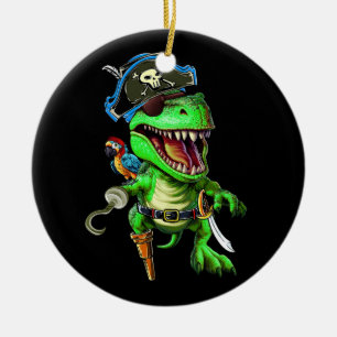 Pirat Dinosaur T Rex Funny Tyrannosaurus Hallowee Julgransprydnad Keramik
