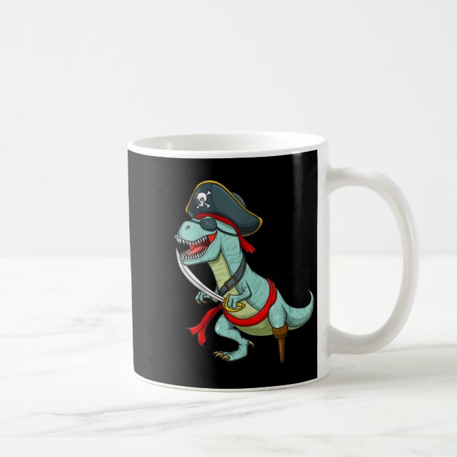 Pirat Dinosaur T Rex Funny Tyrannosaurus Hallowee Kaffemugg (Höger)