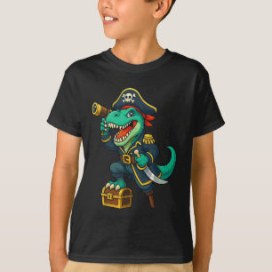 Pirat Dinosaur T Rex Red Bandana Funny Halloween Shirt