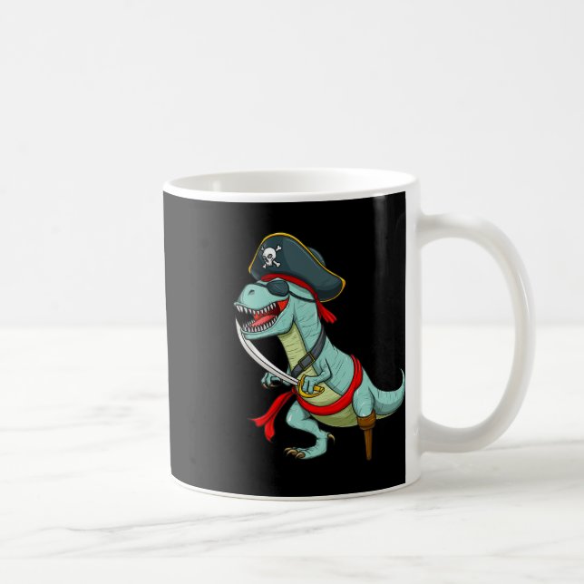 Pirat Dinosaur T Rex Roligt Tyrannosaurus Hallowee Kaffemugg (Höger)
