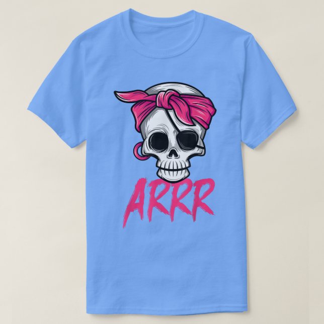 Pirat död med Öga Patch Rosa Bandana Halloween  T Shirt (Design framsida)