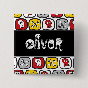 Pirat Döskallar & Bones Kid Födelsedagsfest Namn b Knapp