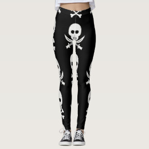 Pirat Döskallar Korsben Sömlösa Mönster Leggings