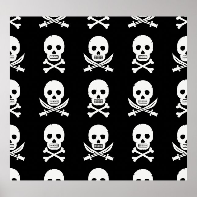 Pirat Döskallar Korsben Sömlösa Mönster Poster (Framsidan)