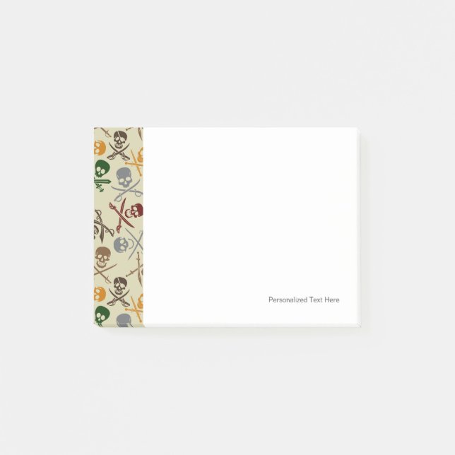 Pirat-Döskallar med korsade ord Post-it Block (Framsida)