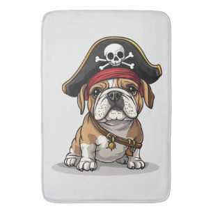 Pirat English Bulldog Skull Crossbone Badrumsmatta
