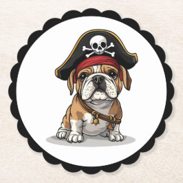 Pirat English Bulldog Skull Crossbone Underlägg Papper