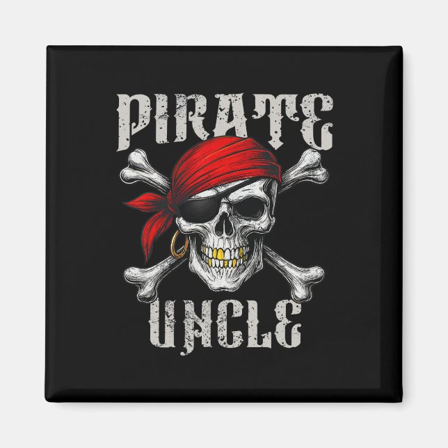 Pirat farbror Jolly Roger Flagga och Skull Crossbo Magnet (Framsidan)