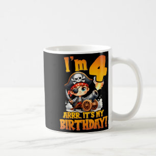 Pirat Fjärde Födelsedag Jag är 4 Arrr Det är min f Kaffemugg