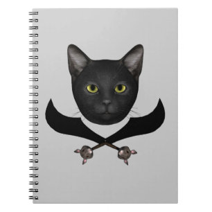 Pirat Flagga Cat Anteckningsbok Med Spiral