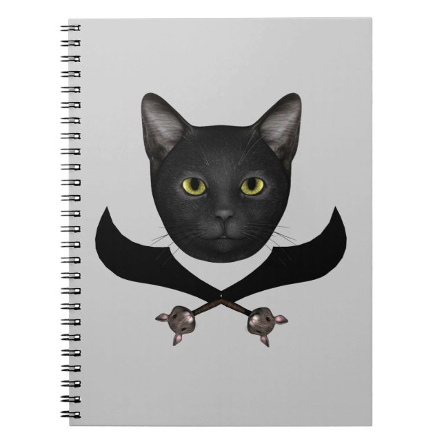 Pirat Flagga Cat Anteckningsbok Med Spiral (Framsidan)