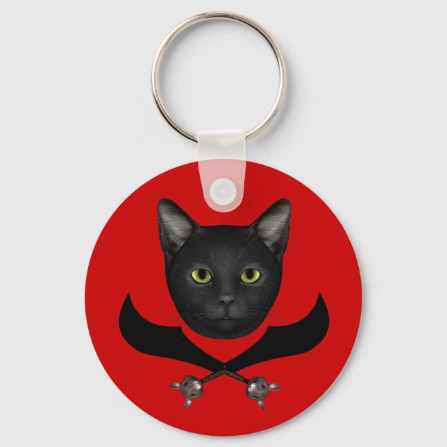 Pirat Flagga Cat Nyckelring (Framsida)