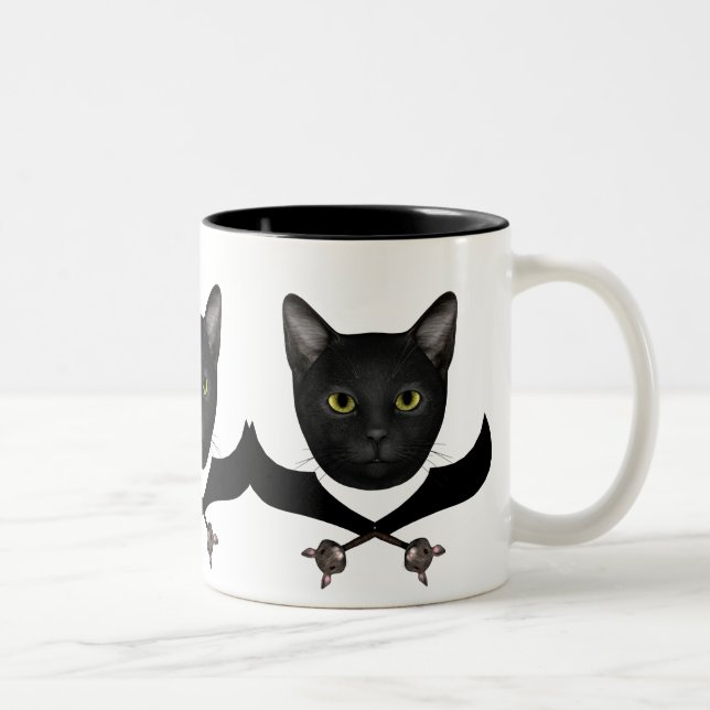 Pirat Flagga Cat Två-Tonad Mugg (Höger)