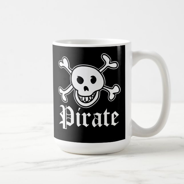 Pirat flagga mugg med huvud och ben (Höger)