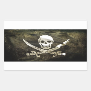 Pirat flagga rektangulärt klistermärke