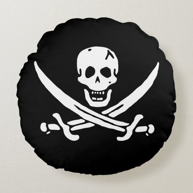 Pirat Flagga Rund Kudde (Framsidan)