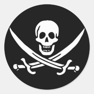 Pirat Flagga Runt Klistermärke