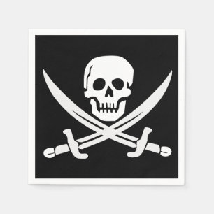 PIRAT FLAGGA SKULL CROSSBONES PAPPRA NAPKINER PAPPERSSERVETT
