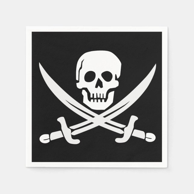 PIRAT FLAGGA SKULL CROSSBONES PAPPRA NAPKINER PAPPERSSERVETT (Framsidan)