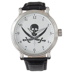 Pirat Flagga Skull, korsade ord Armbandsur