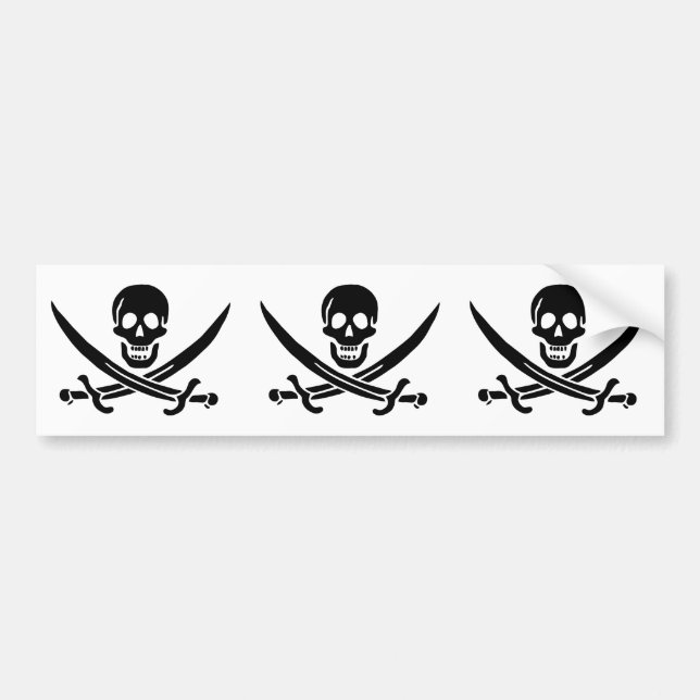 Pirat Flagga Skull, korsade ord Bildekal (Framsidan)