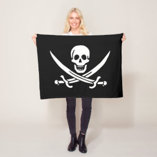 Pirat Flagga Skull, korsade ord Fleecefilt