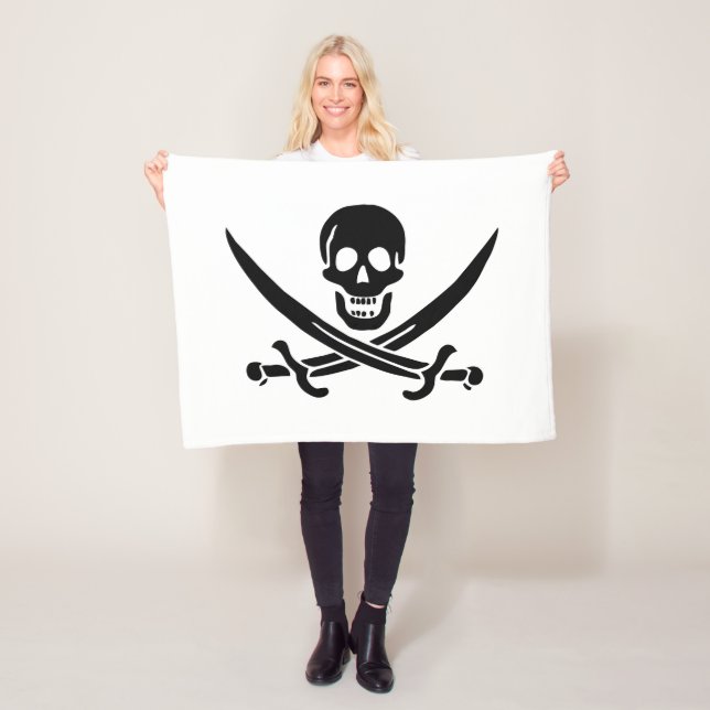 Pirat Flagga Skull, korsade ord Fleecefilt (På plats)