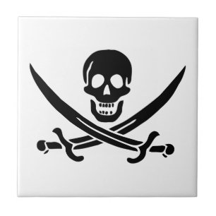 Pirat Flagga Skull, korsade ord Kakelplatta