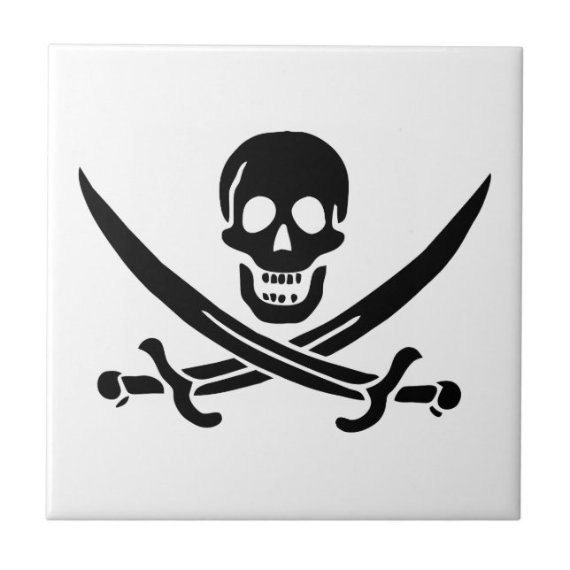 Pirat Flagga Skull, korsade ord Kakelplatta (Framsidan)