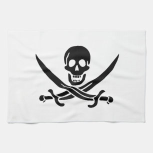 Pirat Flagga Skull, korsade ord Kökshandduk