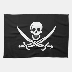 Pirat Flagga Skull, korsade ord Kökshandduk
