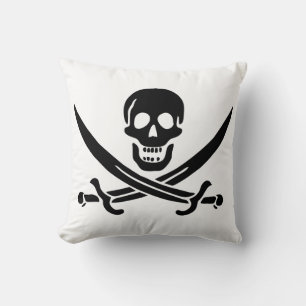 Pirat Flagga Skull, korsade ord Kudde