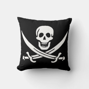 Pirat Flagga Skull, korsade ord Kudde