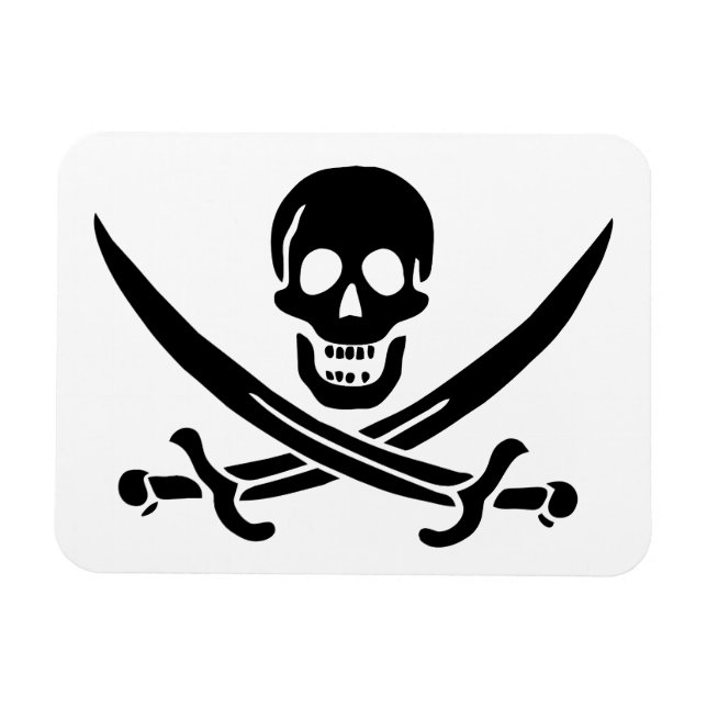 Pirat Flagga Skull, korsade ord Magnet (Horisontell)