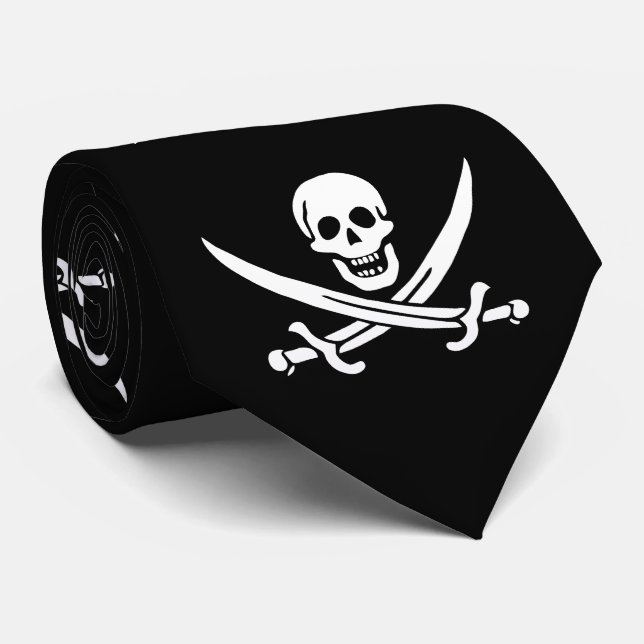 Pirat Flagga Skull, korsade ord Slips (Rullad)