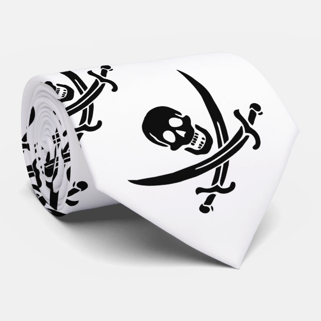 Pirat Flagga Skull, korsade ord Slips (Rullad)