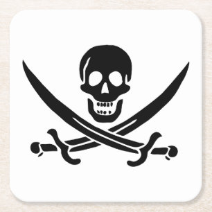 Pirat Flagga Skull, korsade ord Underlägg Papper Kvadrat