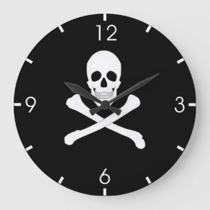 Pirat Flagga (Skull och Crossbone) (Jolly Roger) Stor Klocka